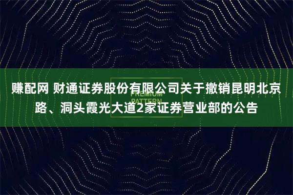 赚配网 财通证券股份有限公司关于撤销昆明北京路、洞头霞光大道2家证券营业部的公告