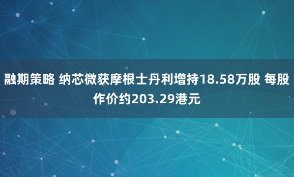 融期策略 纳芯微获摩根士丹利增持18.58万股 每股作价约203.29港元
