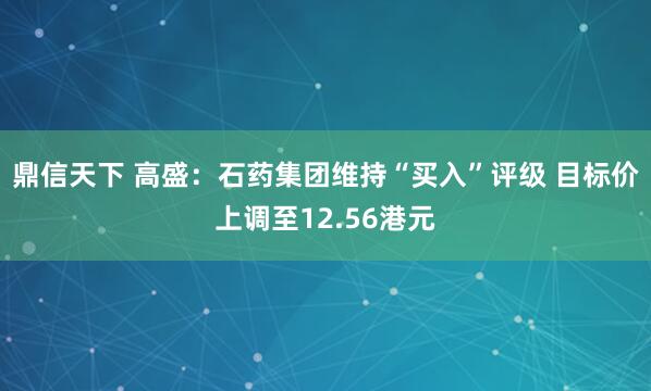 鼎信天下 高盛：石药集团维持“买入”评级 目标价上调至12.56港元